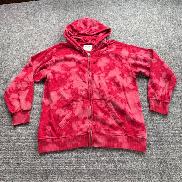 Hollister Hoodie Womens‎ S Pink Tie-Dye Jacket Zip-Up Sweatshirt Pockets Boho - Picture 1 of 12